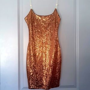 Gold Spaghetti Strap Stretchy Dress Size Small